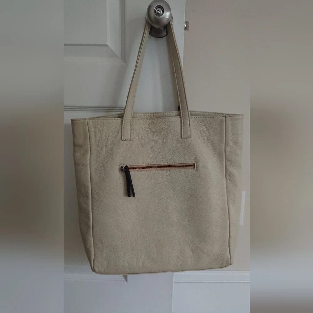 Henri Lou cream color Leather Hobo bag